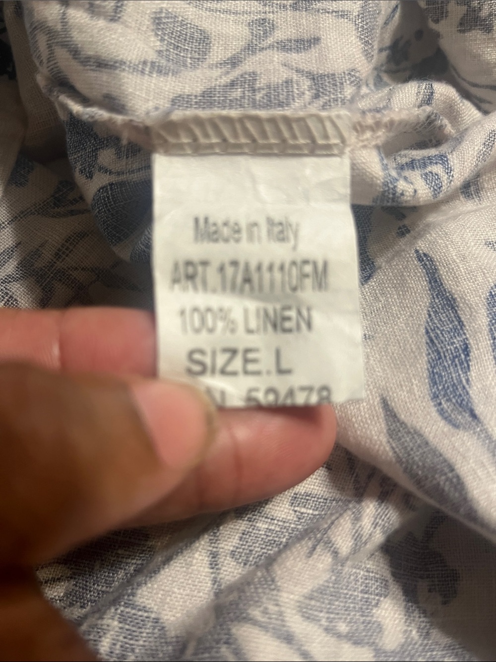 Valentina Naldi Italian Linen Floral Off-Shoulder Tunic Dress - Blue on Cream - Picture 7 of 10